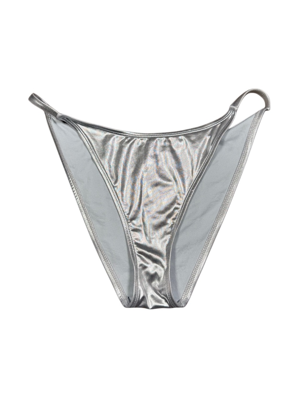 Silver Metallic High-Cut Bikini Bottom